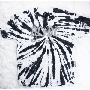 NWOT ACDC Back In Black Tie Dye Unisex Licensed Band T Shirt Merch Tee Large